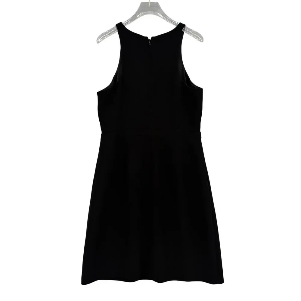 J. Crew Black Sleeveless A-Line High Neck Chic Basic Capsule Transitional Dress